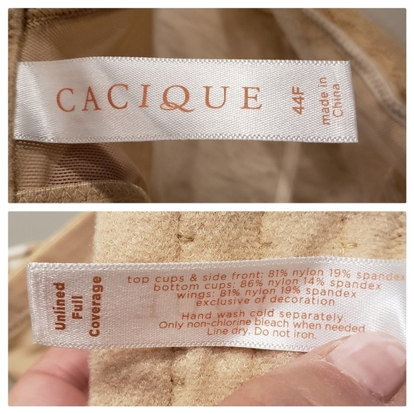 NWT Cacique Unlined Full Coverage Underwire Nude Bra - Sz 44F US - Picture 4 of 6